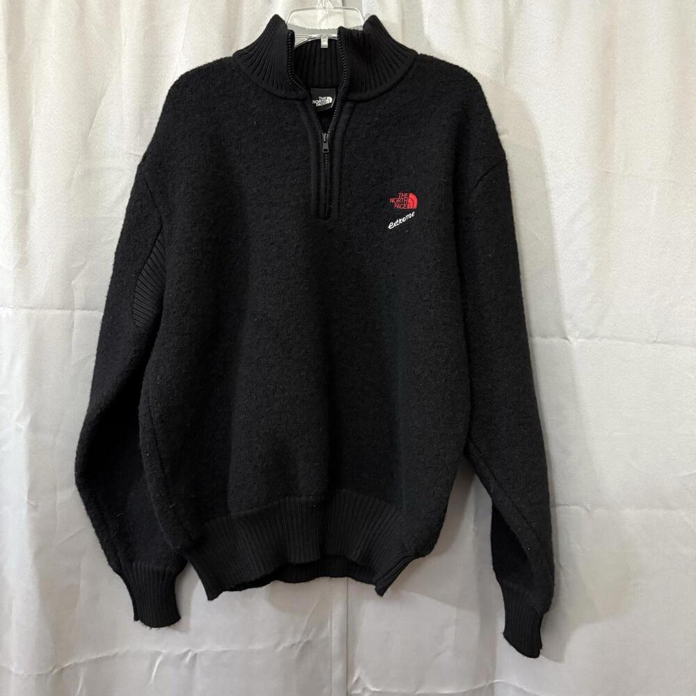 The North Face Extreme 100% Wool 1/4 Zip Pullover Sweater M–XL Black